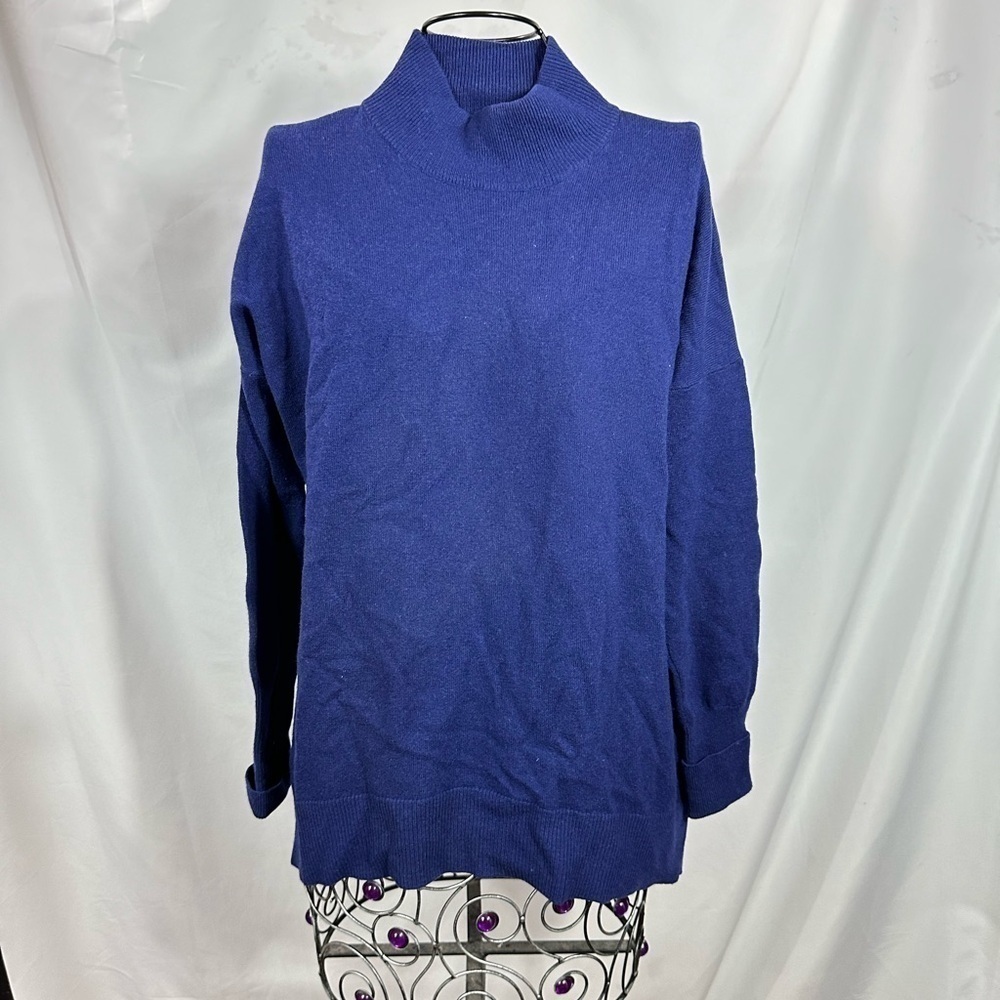 Pure Collection turtleneck indigo 100% cashmere knit sweater size 4